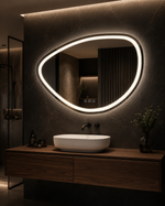 Netaisyklingos formos LED veidrodis Aeris, Bluetooth 100 × 70 cm